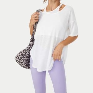 HALARA Relaxed 2-in-1 Curved Hem Sheer Yoga Top Activewear Gym Casual Wo…